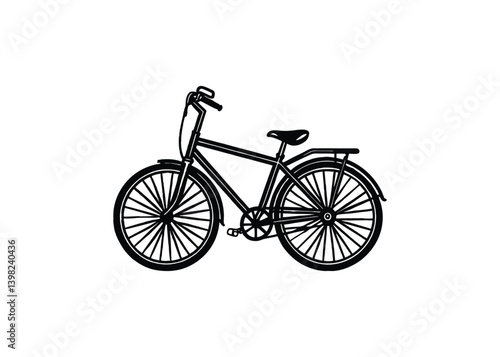 Silhouette of electric bicycle isolated on a white background