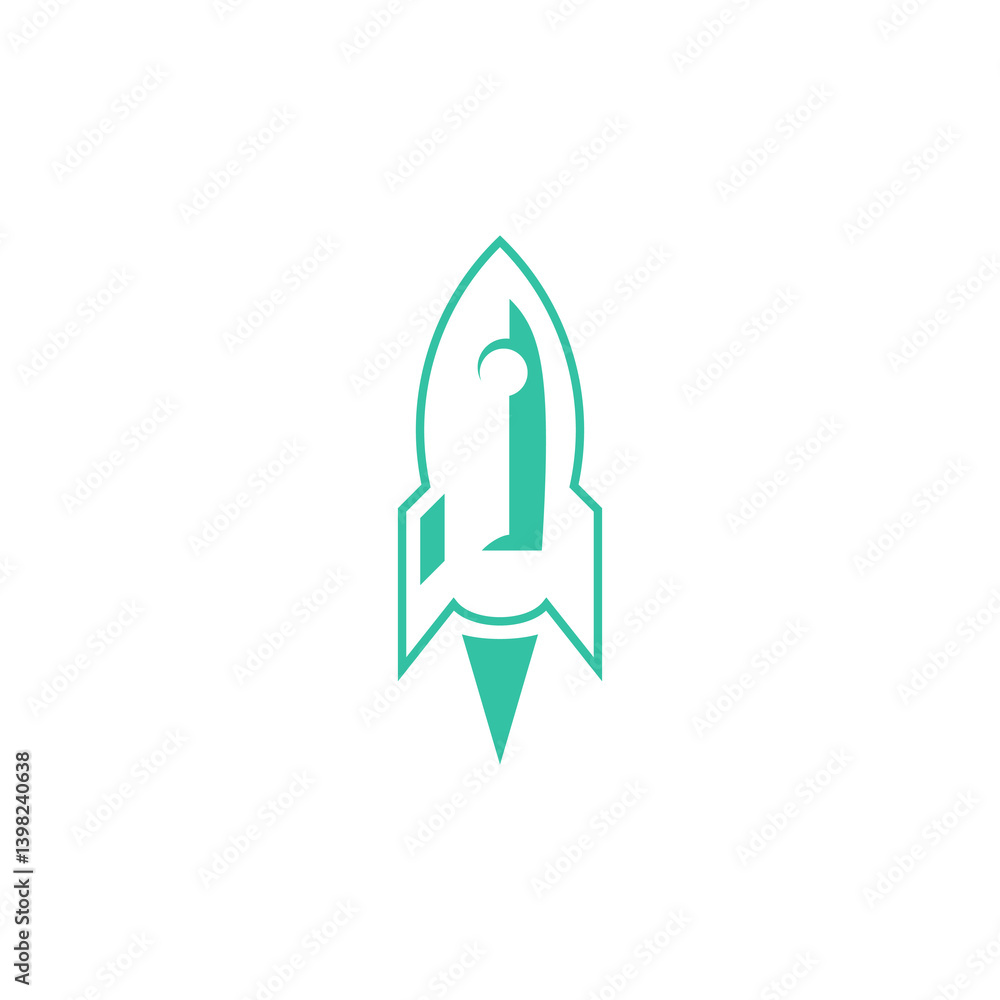 Teal Rocket Icon on White Background Teal Rocket Icon on White Background