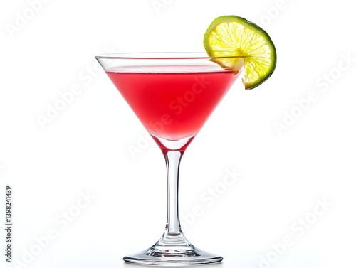 Obraz na płótnie Cosmopolitan Cocktail in a Chilled Glass with Lime Twist on White Background w salonie