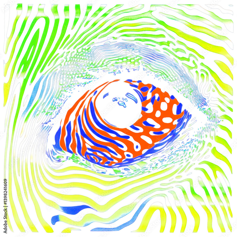 Fototapeta premium PNG Abstract eye op art illusion illustration psychedelic wildlife.