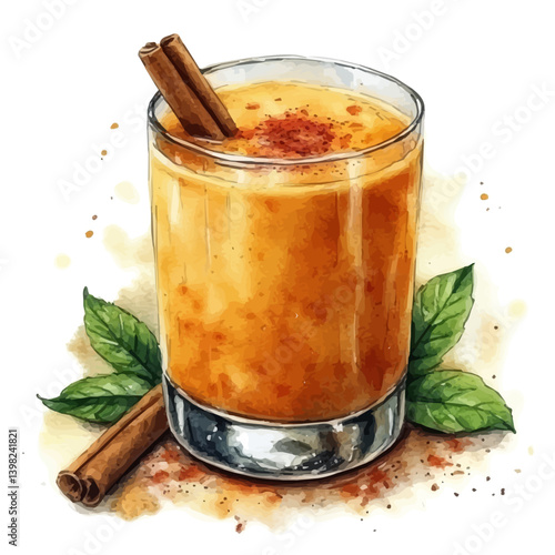 Lassi Sweet or Salty, watercolor illustration, isolated on a white background.

