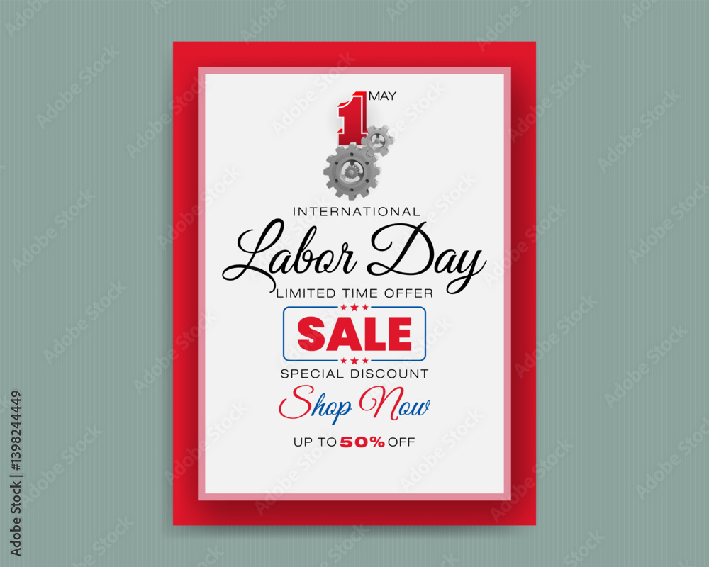 Holidays, design background with handwriting texts and gear mechanism for International Workers' day sales and commercial events; Vector illustration. Holidays, design background with handwriting texts and gear mechanism for International Workers' day sales and commercial events; Vector illustration.