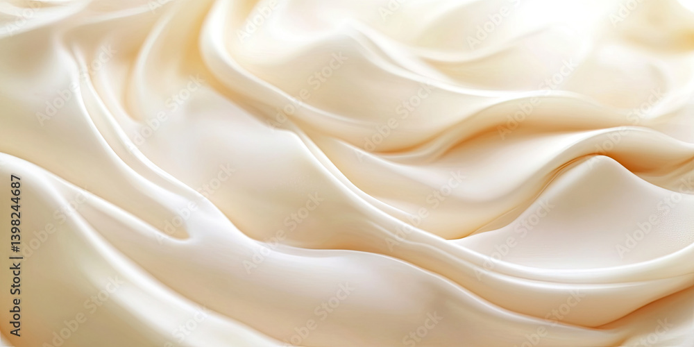 Close-Up of Smooth, Swirling Creamy Texture in Light Beige or Off-White. Close-Up of Smooth, Swirling Creamy Texture in Light Beige or Off-White.