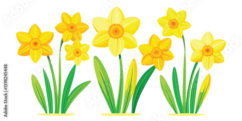 Wallpaper Mural Bright Yellow Daffodils Vector Illustration, Fresh Blooming Daffodils Artwork, Colorful Daffodil Flower Garden Vector, Springtime Daffodil Flowers Clipart, Colorful Daffodil Flower Garden Vector Torontodigital.ca