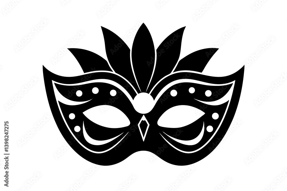 Mardi Gras Mask with Feathers and Gold Details Vector Clipart Mardi Gras Mask with Feathers and Gold Details Vector Clipart