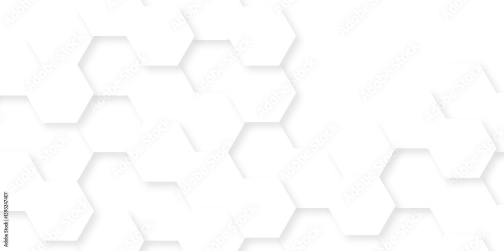 Minimal white hexagonal hexagon modern technology creative emboss light honeycomb polygonal web. abstract geometric science and mosaic tile with template texture background. Minimal white hexagonal hexagon modern technology creative emboss light honeycomb polygonal web. abstract geometric science and mosaic tile with template texture background.
