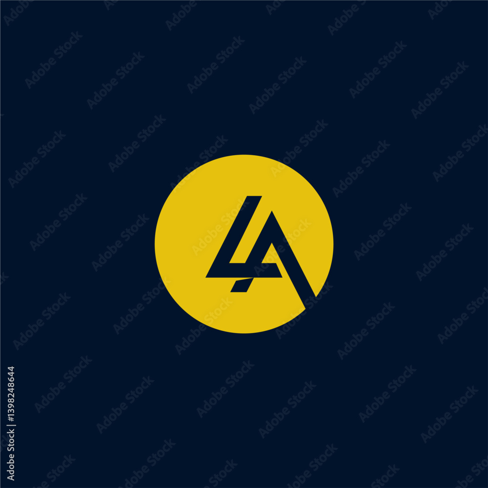 Yellow And Dark Blue Minimalist LA Monogram Logo Yellow And Dark Blue Minimalist LA Monogram Logo