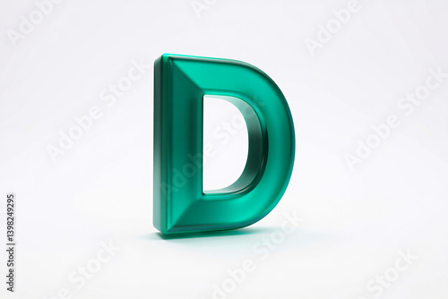 Glossy 3D Alphabet D in Bright Green on Clean White Backdrop