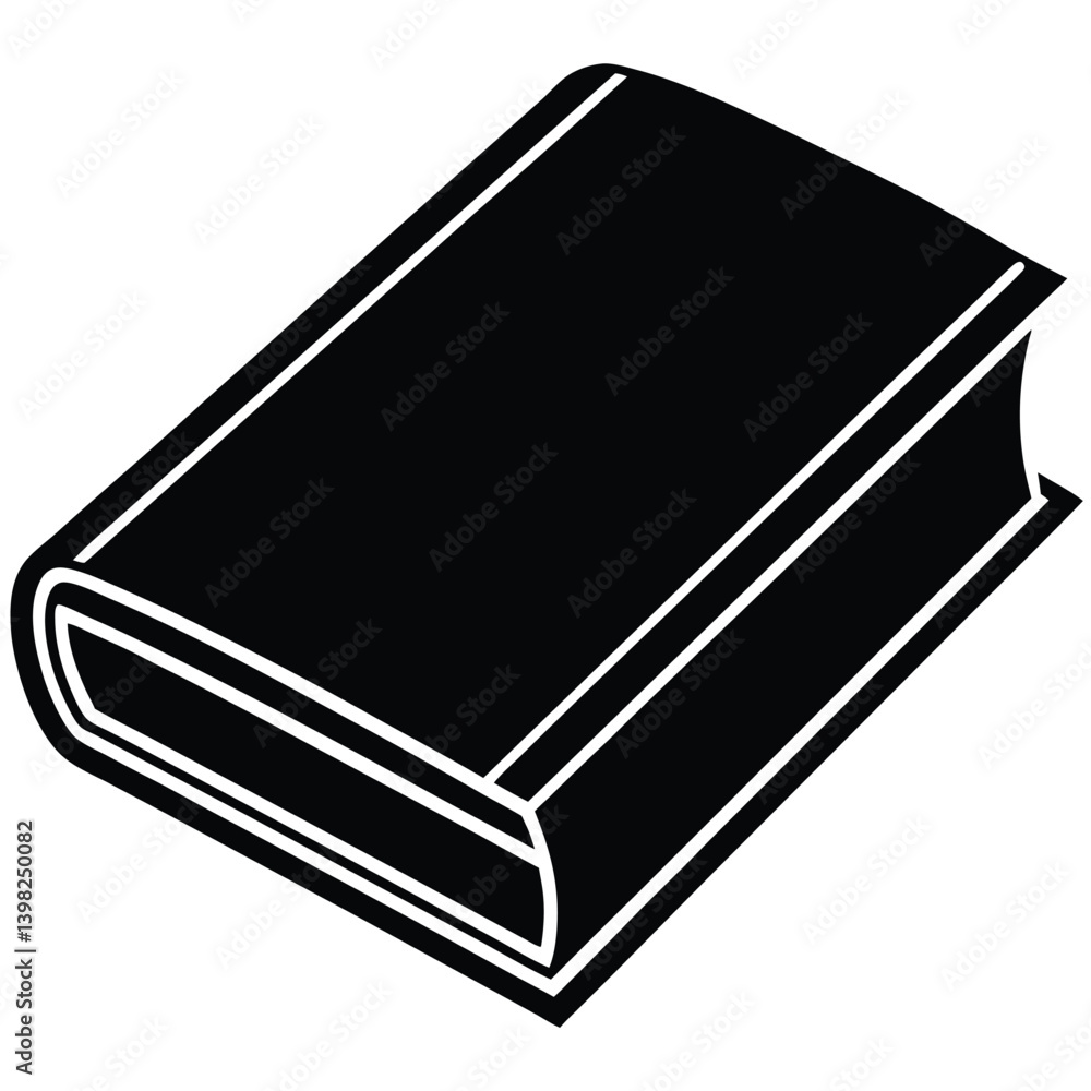 Simple Black and White Silhouette of a Book Simple Black and White Silhouette of a Book