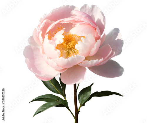 Captivating illustration of a light pink peony in full bloom, showcasing its delicate petals and intricate floral design, symbol of beauty and elegance