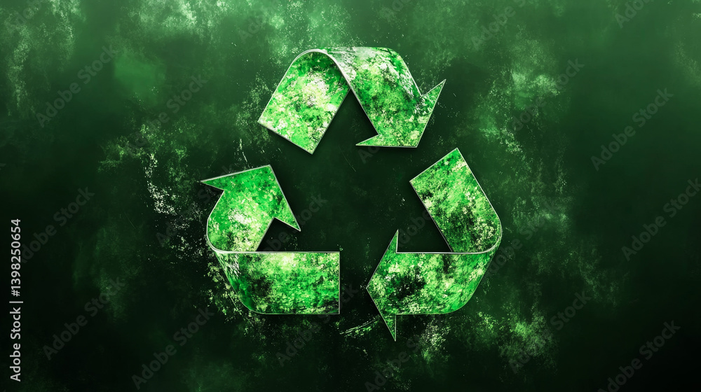 recycle sign on Green background. Recycling mark Mobius loop. Environmental concept. Concept of ecology, sustainable development, zero waste and environmental protection