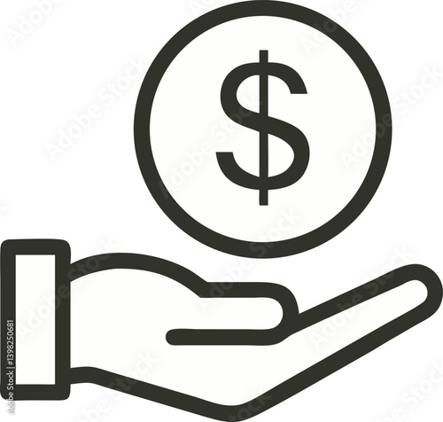 Hand holding a dollar sign icon representing business finance and currency