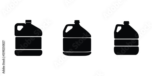 gallon bottle vector set illustration on white background. gallon bottle silhouette icon.