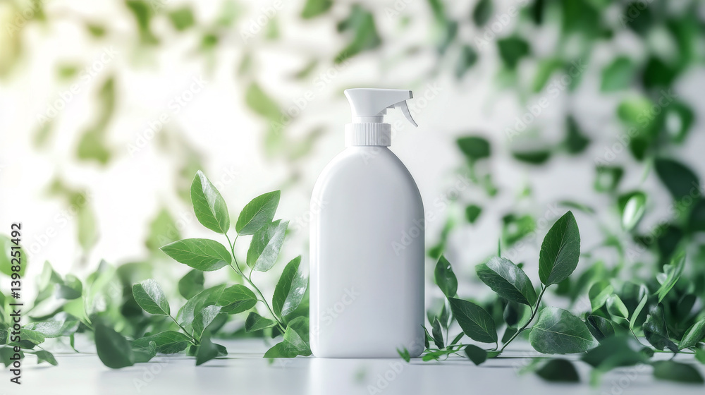 Zero waste cleaning Blank bottle with copy space for branding mock up. Set of eco friendly cleansing products. Sustainable lifestyle concept. Plastic free home
