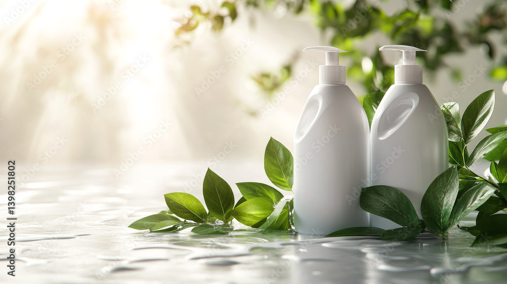 Zero waste cleaning Blank bottle with copy space for branding mock up. Set of eco friendly cleansing products. Sustainable lifestyle concept. Plastic free home