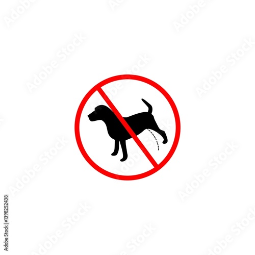 Warning forbidden sign no dog peeing icon isolated on white background 