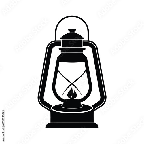 black and white icon vintage oil lamp lantern