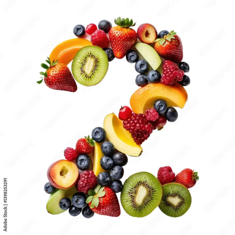 Obraz premium Vibrant Fruit Number Two A Colorful Healthy Eating Image