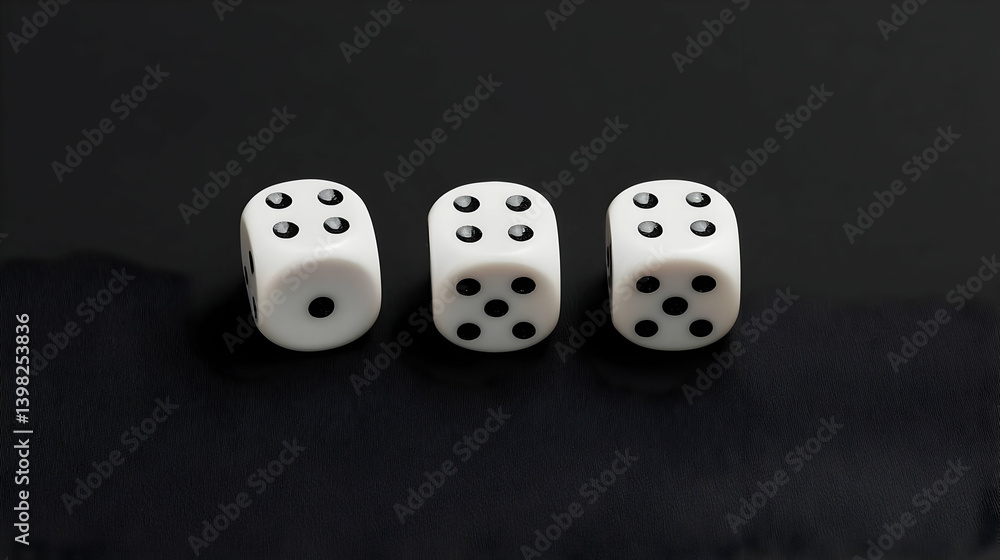 Three Dice Showing Different Numbers On Black Background Three Dice Showing Different Numbers On Black Background