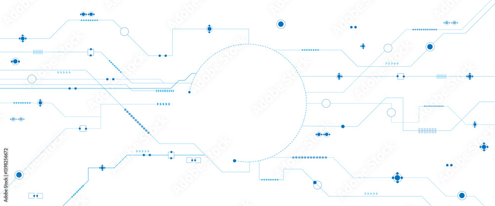 Technology blue circuit diagram concept. Vector abstract technology on white background.
