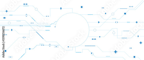 Technology blue circuit diagram concept. Vector abstract technology on white background.