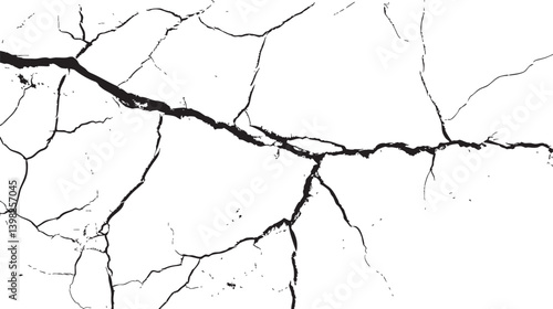 Earth cracks texture on isolated vector background. black lightning bolts. Earth crack.	