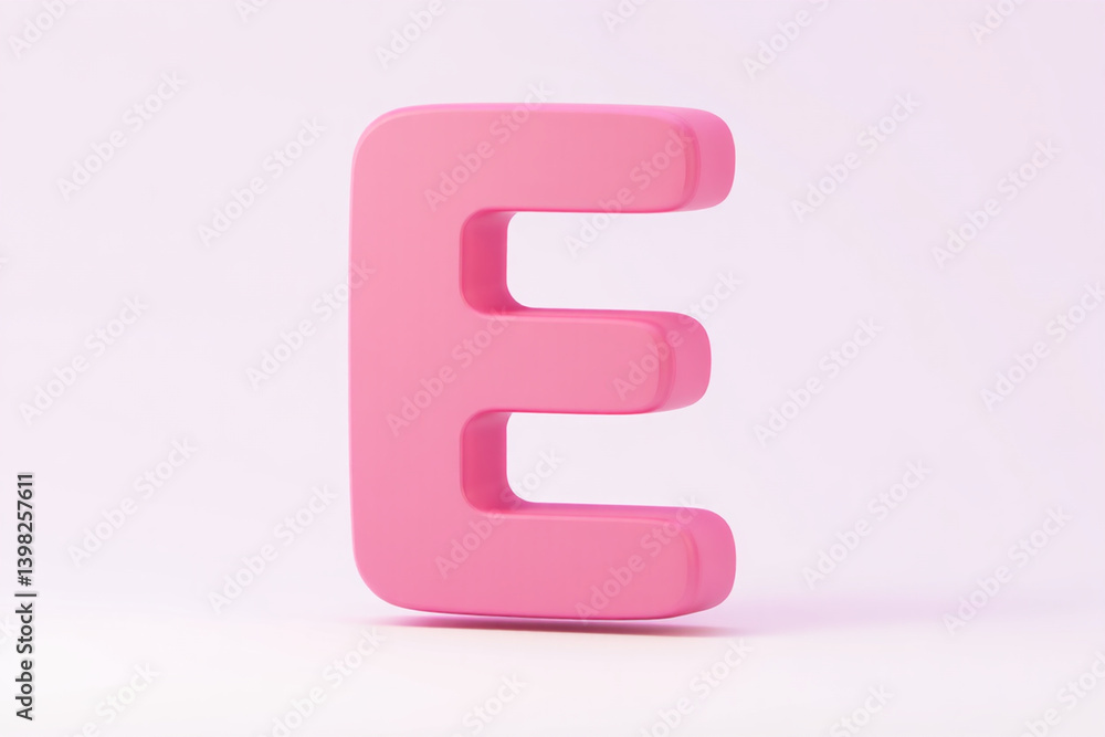 Stylized Pink 3D Letter E Isolated on Seamless White Stylized Pink 3D Letter E Isolated on Seamless White