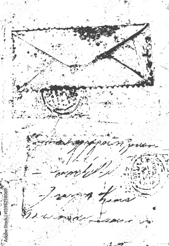 Backside of old postcard with dirty stain. old French postcard. Back of an old postcard isolated on white