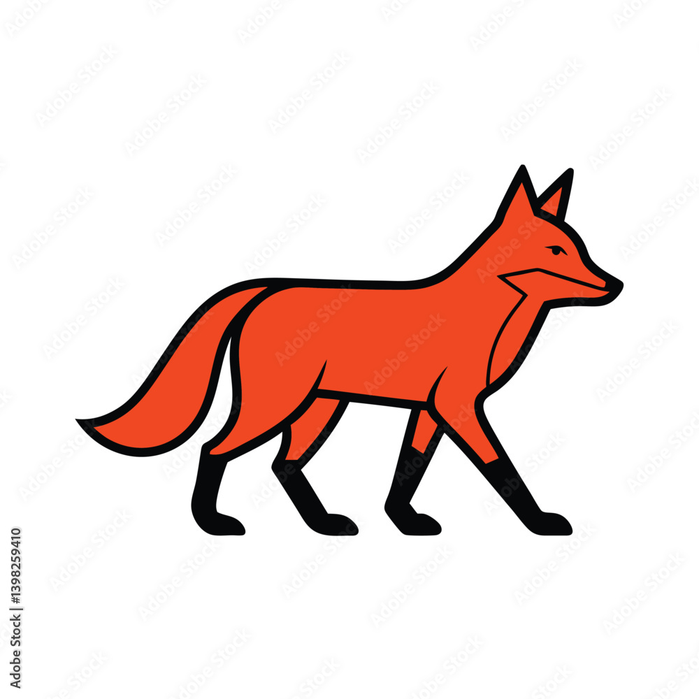 Fototapeta premium outline of a fox walking vector on white background