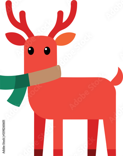 christmas reindeer with red ribbon