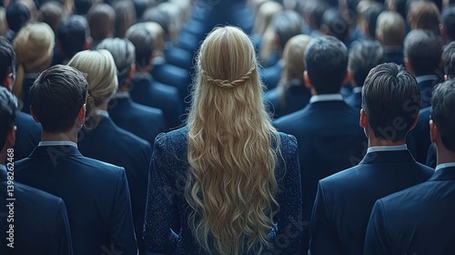 Blond Woman in a Crowd of People