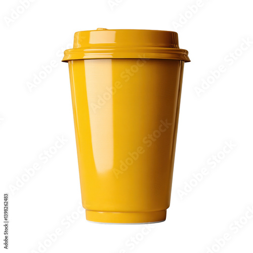 Yellow paper coffee cup mockup on for branding and design minimalist style presentation