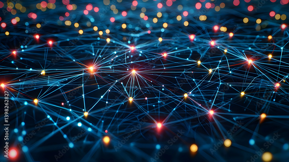 Abstract Network Design With Glowing Lines And Dots Abstract Network Design With Glowing Lines And Dots