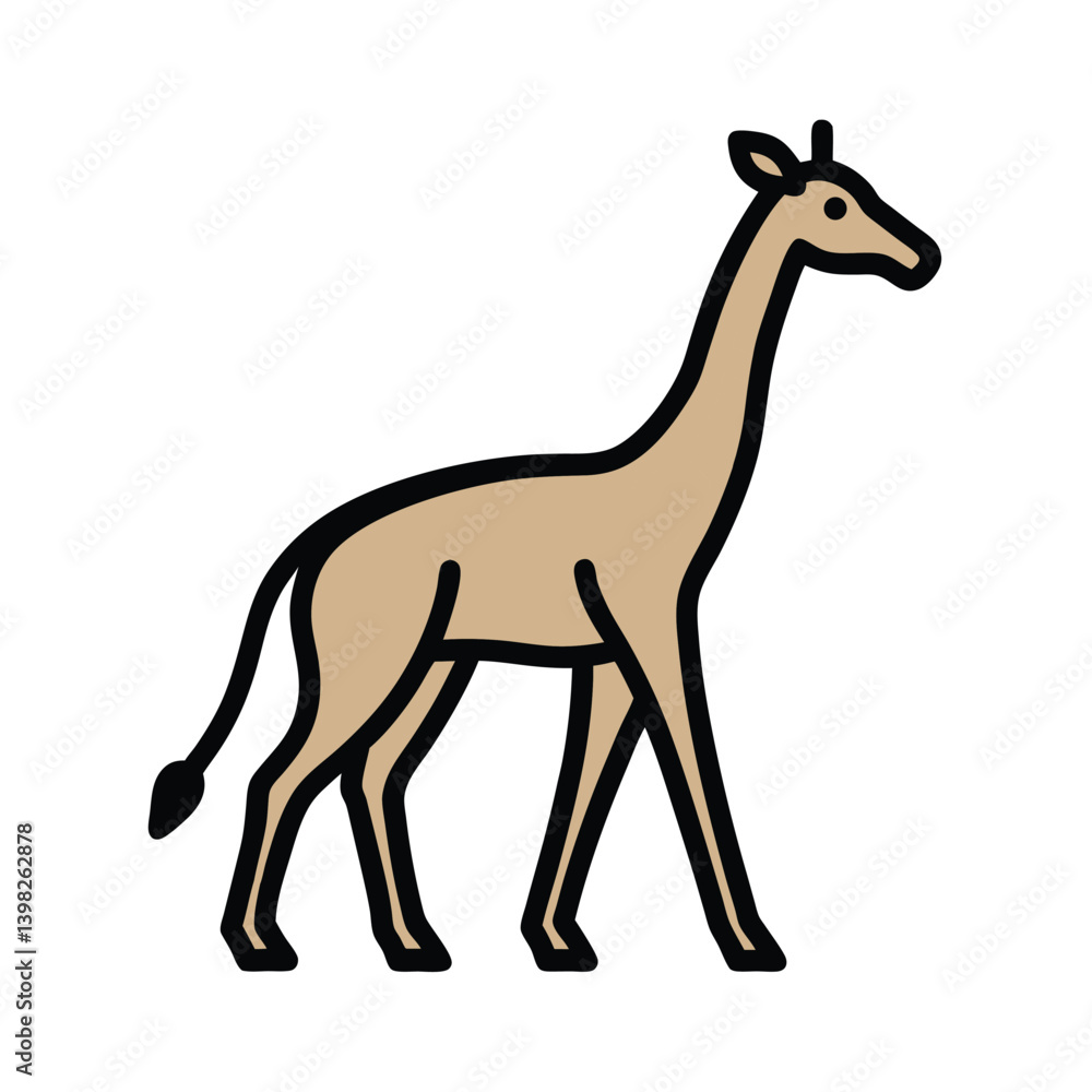 Fototapeta premium outline of a giraffe walking vector on white background