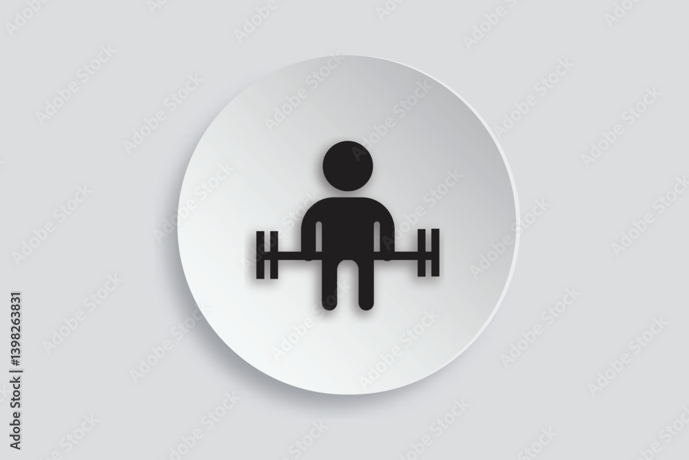 Weightlifting icon showing person lifting barbell, suitable for fitness and gym design concepts. Weightlifting icon showing person lifting barbell, suitable for fitness and gym design concepts.