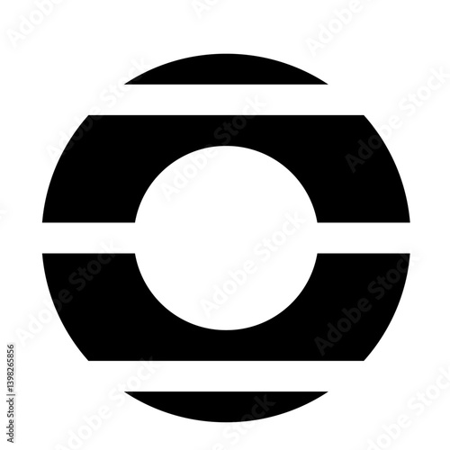 A black letter O vector logo with stripes