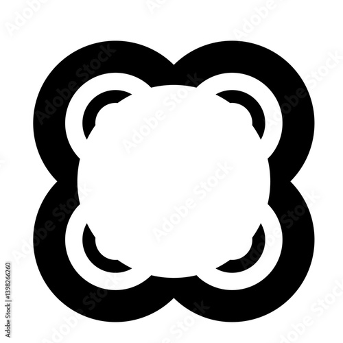 A black, rounded vector symbol or icon
