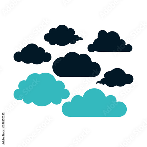 Blue sky vector set of cloud icons illustration.