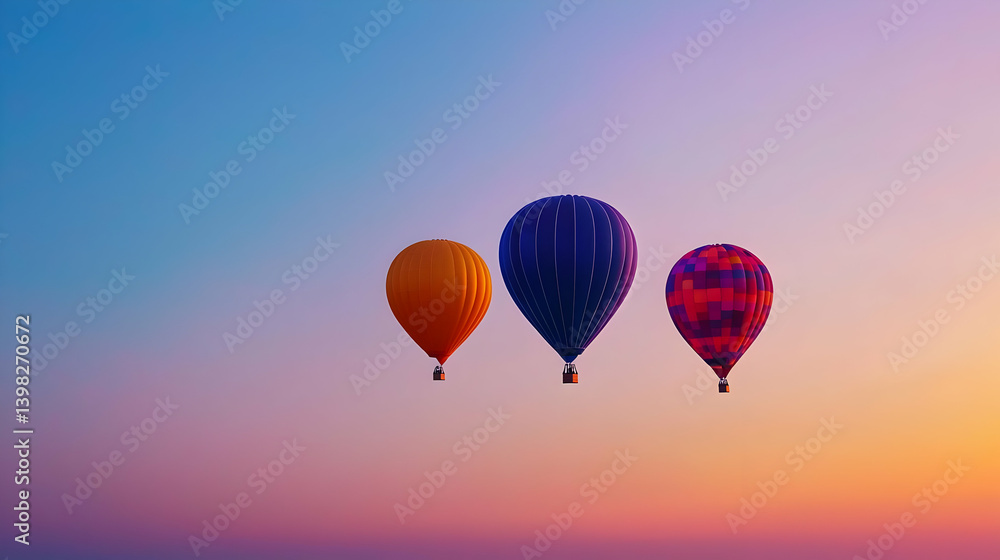 Fototapeta premium Pixelated Hot Air Balloons At Sunset