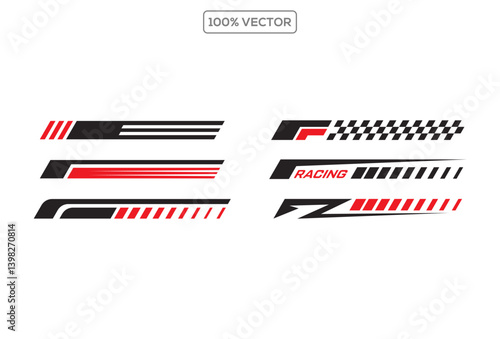 Side car body vector stripes decal. Vehicle vector decal stripes. vector template
