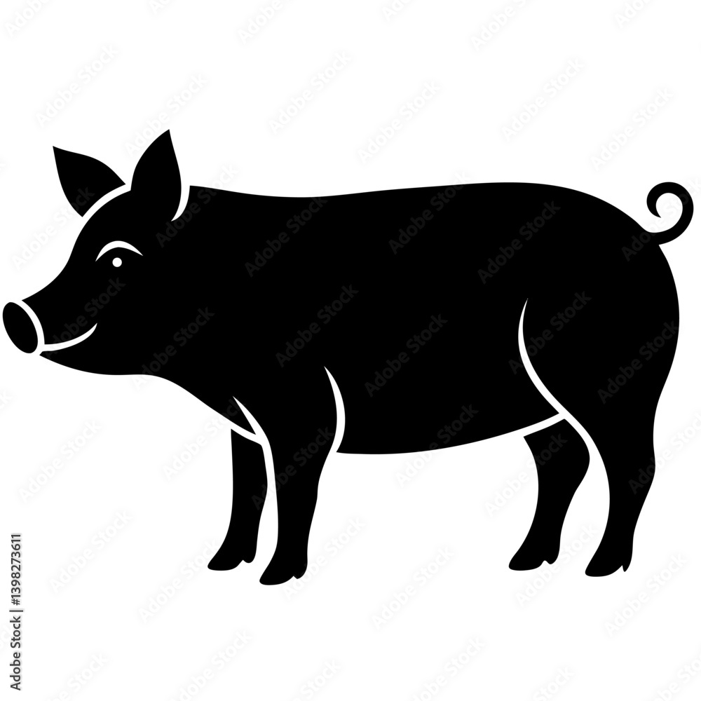 Fototapeta premium Silhouette of a Pig Farm Animal Vector Illustration