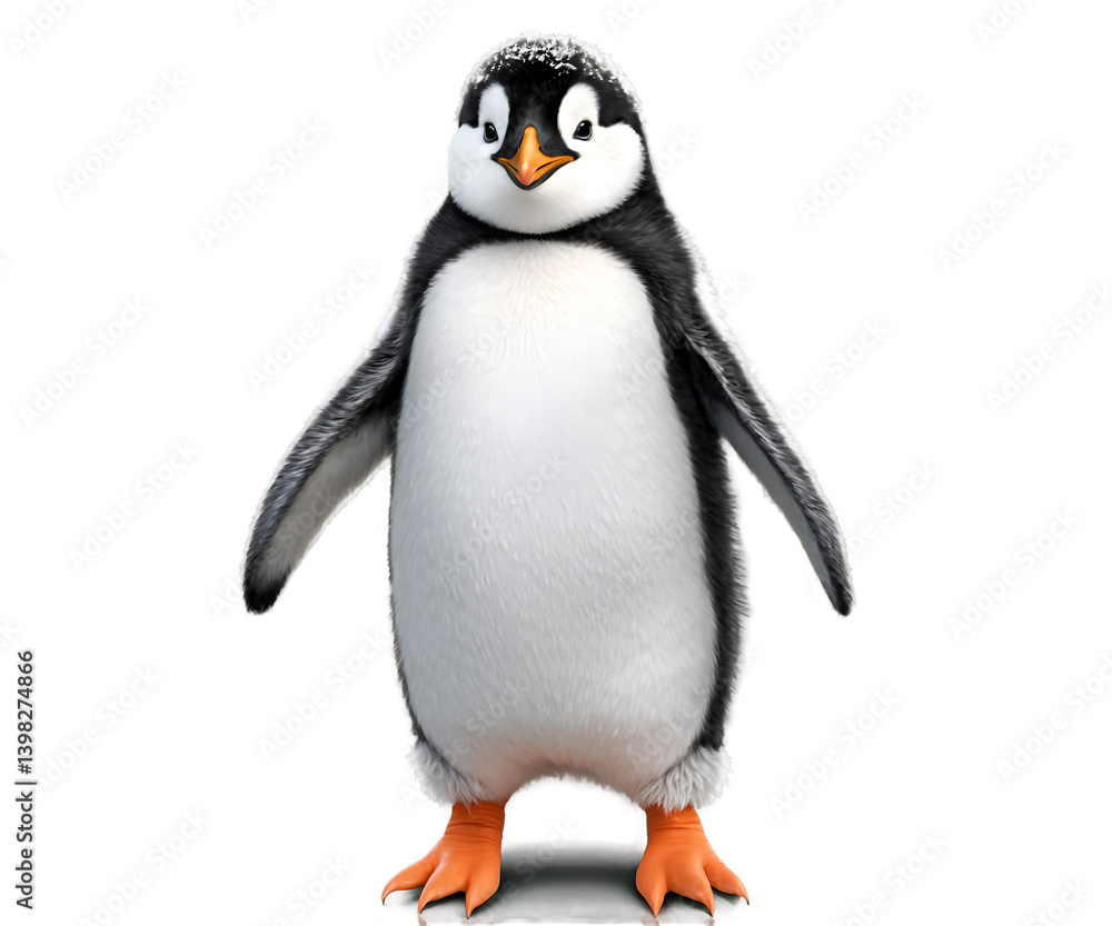 Obraz premium Charming Illustration of an Adorable Penguin with Fluffy Details Stands Out with its Delightful and Playful Aesthetic Appealing to all Ages