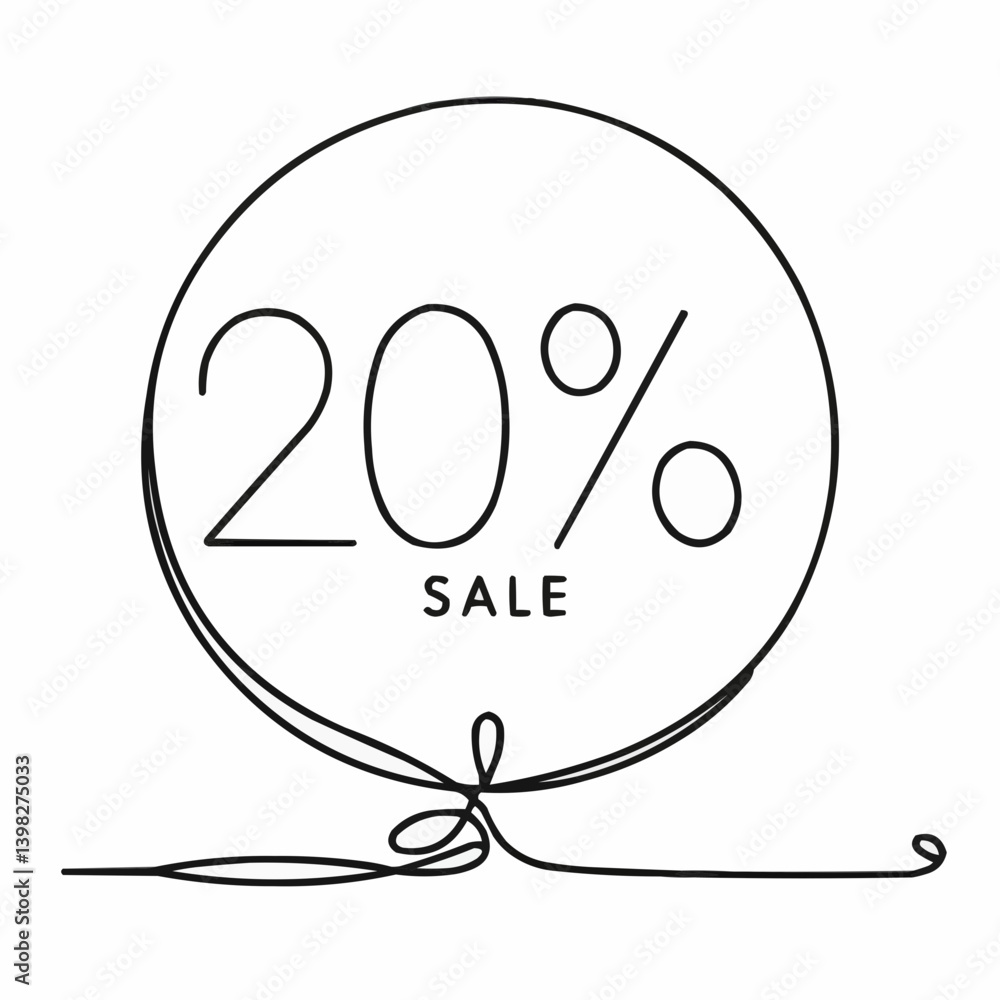 20% Sale Banner in Minimalistic Style on White Background 20% Sale Banner in Minimalistic Style on White Background