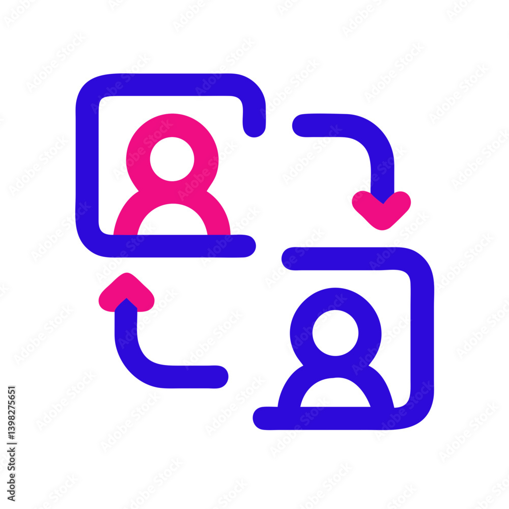 Virtual Collaboration Icons Representing Two Connected Users Virtual Collaboration Icons Representing Two Connected Users