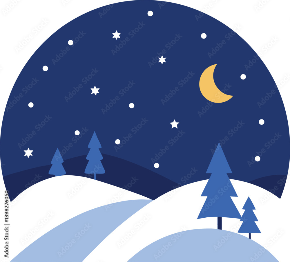 Naklejka premium christmas night landscape