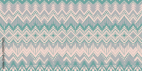 Stylish geometric pattern featuring shades of teal and soft pink.