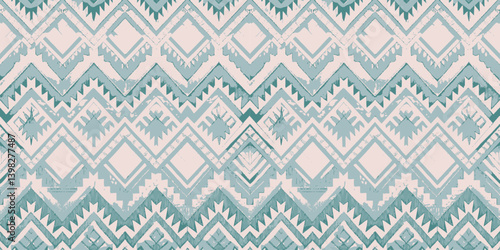 Stylish teal geometric pattern with a modern tribal design.