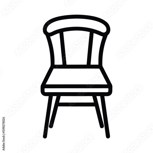 Outline of a Simple Chair Vector on White Background