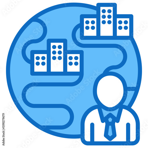 Outsourcing and Expansion Icon Business Opportunity and Planning Management Blue Fill Design Vector Concept