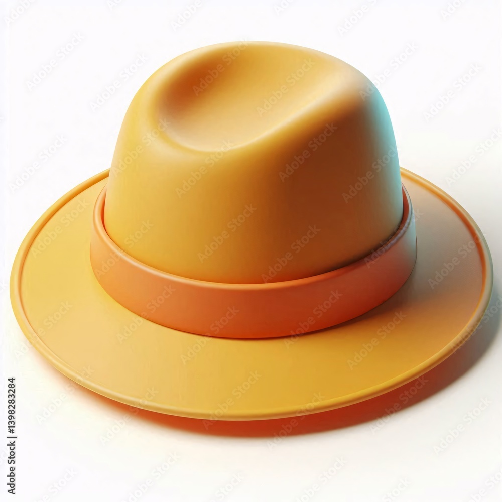 Stylish Yellow Fedora Hat Isolated on White Background Stylish Yellow Fedora Hat Isolated on White Background